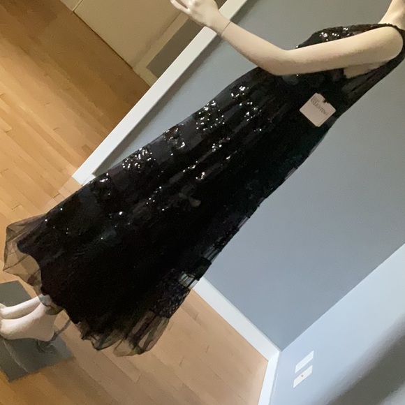 NWT REDValentino Black Sequin MIDI Dress Size 44 US 8 - Picture 5 of 13